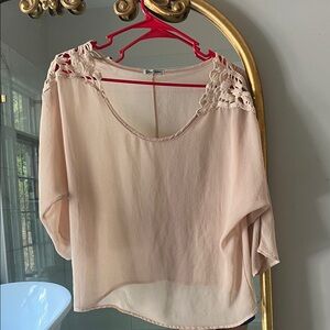 Pink Women's Top with Crochet Detail